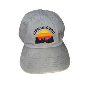 Life is Good Baseball Cap Mountain Sunset Logo‎ Adjustable Womens M/L Pre-Owned